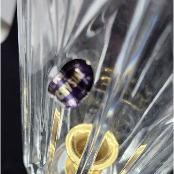 Vtg 24% Lead Crystal Hurricane Candle Holder Lamp Gold Tone Base 12" - Picture 6 of 12